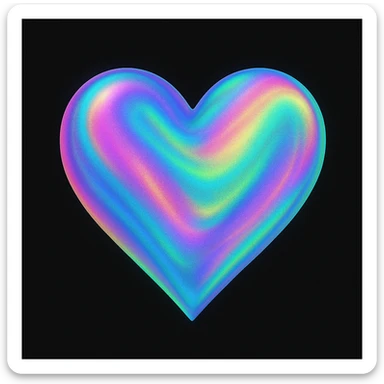 heart with a holographic shimmer, digital illustration sticker