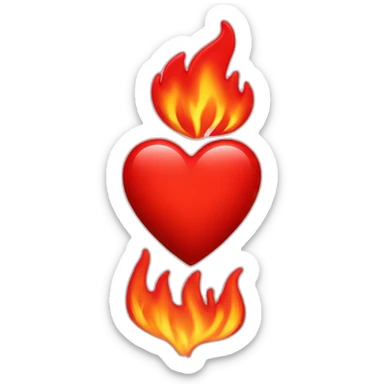 red heart with red flames sticker