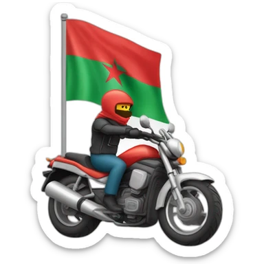 quelqu'un sur une moto avec le drapeau du Maroc derrière sticker