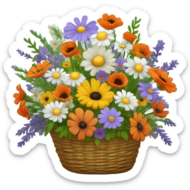 Basket full of wildflowers sticker