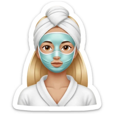 Girl wearing spa mask sticker