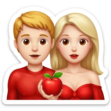 Adam and Eve eating an apple sticker