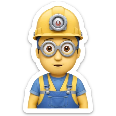 Minion wearing small hard hat sticker