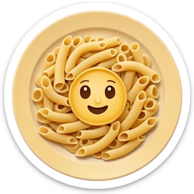 European cuisine humanless avatar in modern emoji-style illustration. Plate with pasta and bread, neutral warm colors, simple shapes, flat design, elegant and friendly. sticker