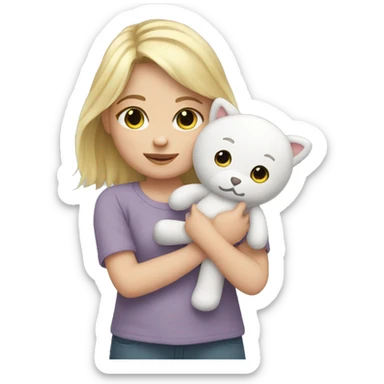 little white girl with baby plushy sticker