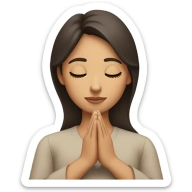 Brunette woman praying sticker