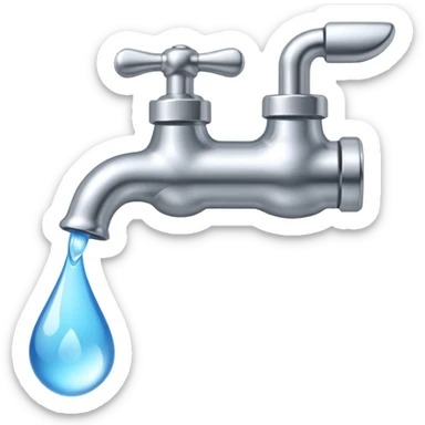 a faucet with a water droplet at the end sticker