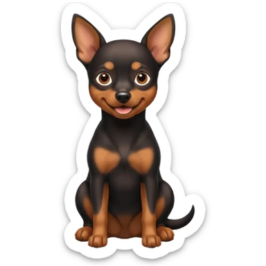 a pinscher dog sitting and smiling sticker