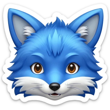 blue fox with a mischievous expression sticker