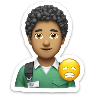 mexican school IT technicain with curly hai sticker