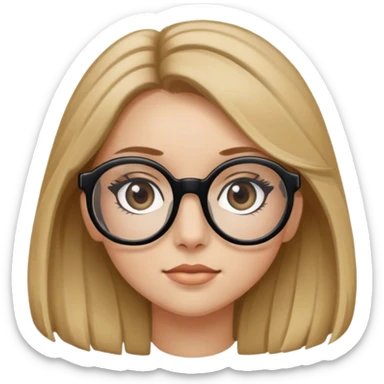 Make a girl with brownish blonde hair with lashes and black roundish glasses sticker