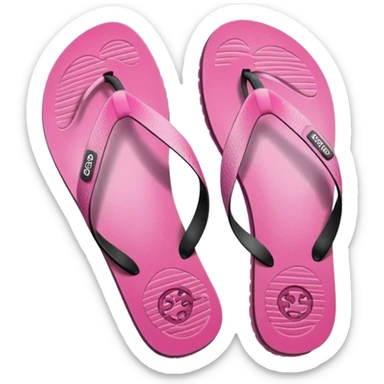female pink wornout flip flips with toes inprints on soles sticker