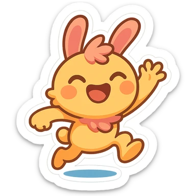 Yeep character from Yeeps Hide and Seek, energetic pose, bold outlines, vibrant palette, minimal background sticker