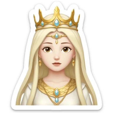 Min, The Noble One from Gods and Goddesses with white outfit, gold headdress sticker