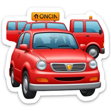 create a realistic emoji showing a logistic car in a trafic situation sticker