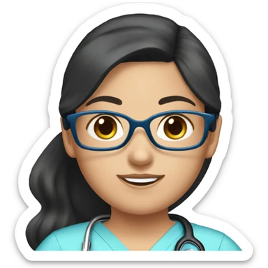 Best friend nurses in blue scrubs one girl has glasses with black hair in a pony tail and the other girl has dark brown hair sticker