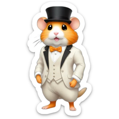 A joyful (((Orange Hamster))) dressed as a ((Gansta)), with a serious expression and and a elegant suite, pixelart sticker