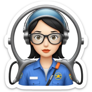 Femme cheveux noir travaille dans le domaine de l'aéronautique sticker