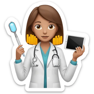 female doctor and ultrasound technician brown hair on technician sticker