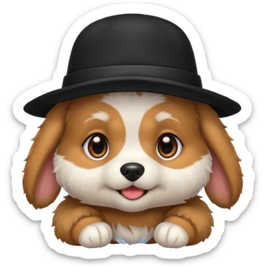 Baby dog with a black hat sticker