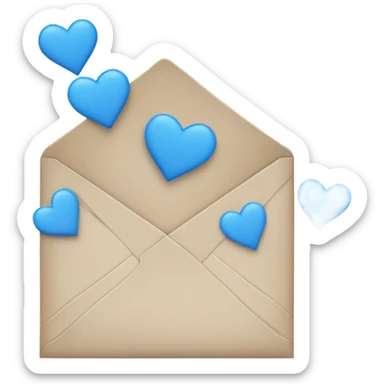Envelope with blue hearts surrounding it sticker