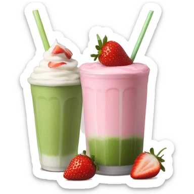 Matcha and strawberry milkshake  sticker