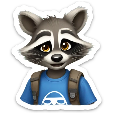 Raccoon wearing Disneyland t shirt  sticker