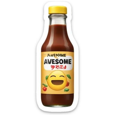single sauce bottle that says awesome sticker