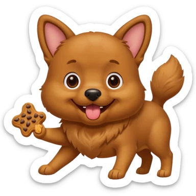 dog eating dog treat sticker