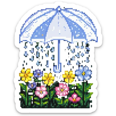April month symbol with spring flowers and rain sticker