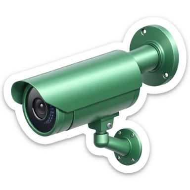 Green corporate CCTV camera facing left sticker