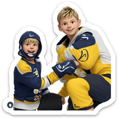 smiling boy in sportswear sticker