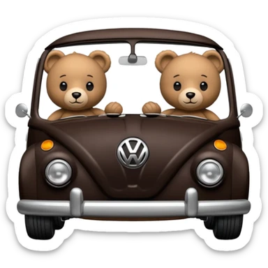 Two teddy bears in black Volkswagen  sticker