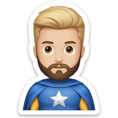 kid with beard wearing homemade superhero costume sticker