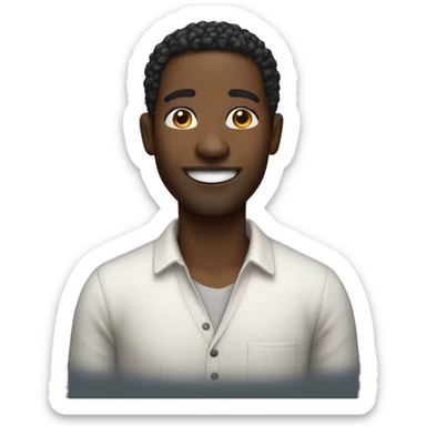 create ligh skin black man, smling sticker