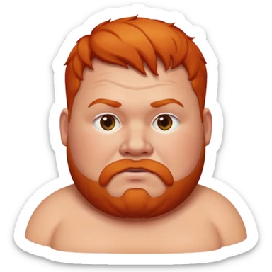 A fat man who is ginger and has a red shaved face  sticker