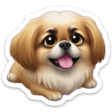 a pekingese dog is flying to space sticker