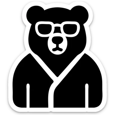 A bear wearing glasses and a bathrobe sticker