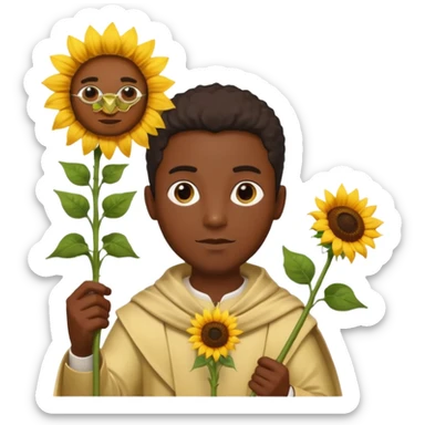 black man god with sunflower, scepter sticker