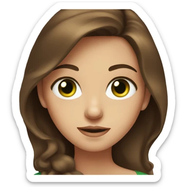 brown haired girl portrait, green eyes  sticker