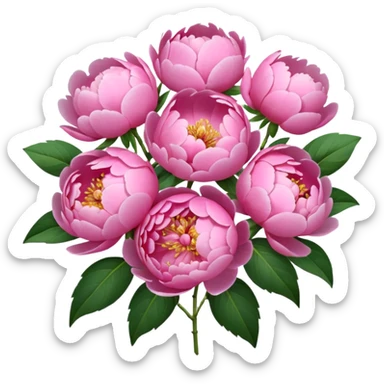 pink peonies bouquet sticker