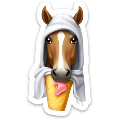 Horse wearing a hoodie and eating a popsicle  sticker