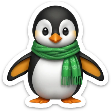 penguin with green scarf  sticker