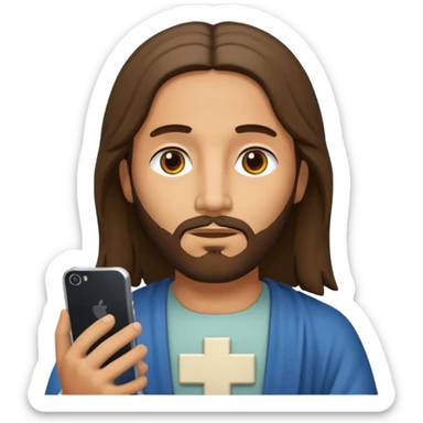 Jésus sur son téléphone sticker