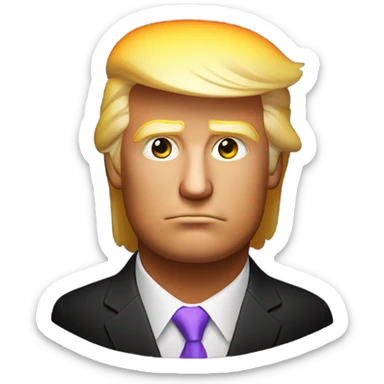 donald trump head on black background, soft warm purple, orange, yellow and violet lights sticker