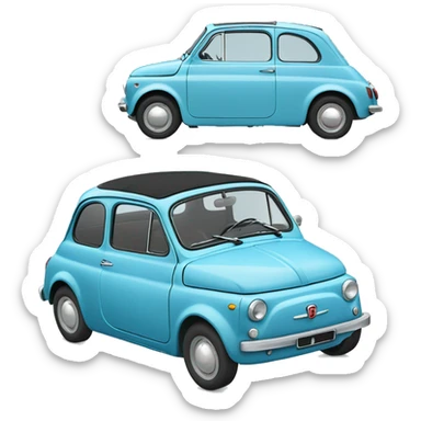 Old fiat 500 in light blue  sticker