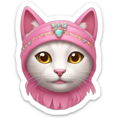 a cute pink cat wearing headdress sticker