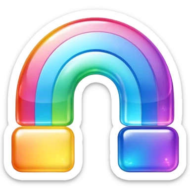 A 3d, not too detailed rainbow colored sparkling special shaped prismatic icon sticker