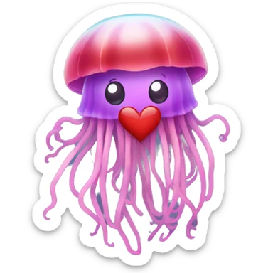  jellyfish holding heart sticker