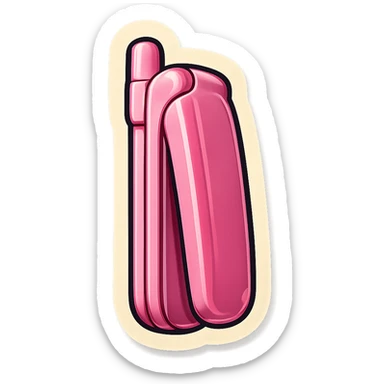 vintage pink razor flip phone, side profile, slim, minimalist, soft pink color, subtle shadows sticker